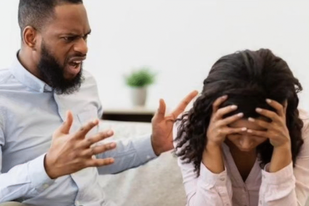 Couple Arguing on the Couch – Emotional Conflict and Relationship Trauma