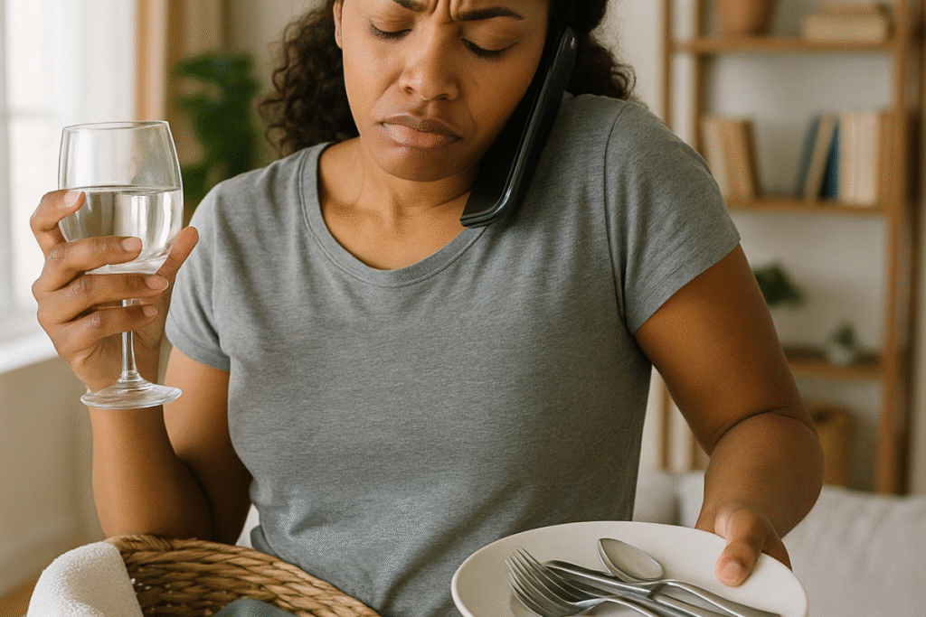 Child Managing Household Tasks While Caring for Siblings
